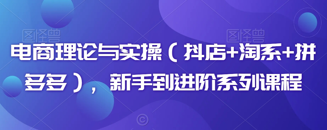 电商理论与实操(抖店+淘系+拼多多),新手到进阶系列课程-水滴知识网
