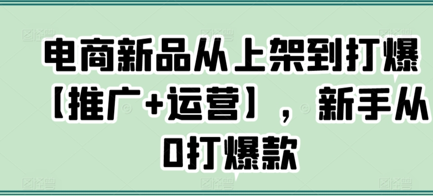 电商新品从上架到打爆【推广+运营】,新手从0打爆款-水滴知识网