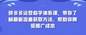 拼多多运营必学体系课,带你了解最新流量获取方法、帮助你降低推广成本-水滴知识网