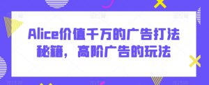 Alice价值千万的广告打法秘籍，高阶广告的玩法-水滴知识网