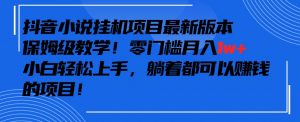 抖音最新小说挂机项目,保姆级教学,零成本月入1w+,小白轻松上手【揭秘】-水滴知识网
