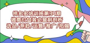 拼多多培训班第34期:做高价女装必盈利剖析选品/测款/运营/推广/拓展-水滴知识网