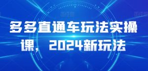 多多直通车玩法实操课，2024新玩法-水滴知识网