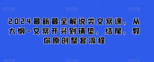 2024最新最全解说类文案课，从大纲-文案开头到铺垫，结尾，教你原创整套流程-水滴知识网