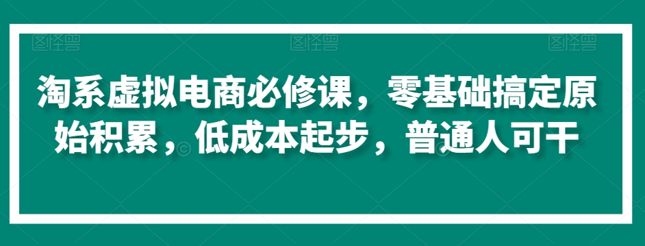 淘系虚拟电商必修课,零基础搞定原始积累,低成本起步,普通人可干-水滴知识网