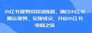 小红书混剪带货训练营,通过小红书搬运混剪,实现成交,开启小红书电商之旅-水滴知识网