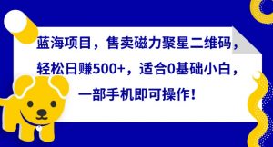 蓝海项目，售卖磁力聚星二维码，轻松日赚500+，适合0基础小白，一部手机即可操作【揭秘】-水滴知识网