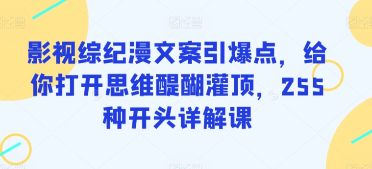 影视综纪漫文案引爆点,给你打开思维醍醐灌顶,255种开头详解课-水滴知识网