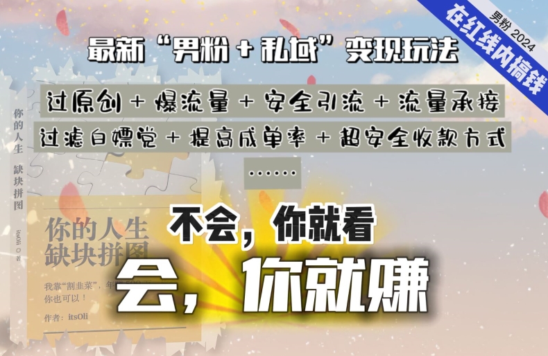 2024,“男粉+私域”还是最耐造、最赚、最轻松、最愉快的变现方式【揭秘】-水滴知识网