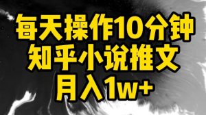 每天操作10分钟，知乎小说推文月入1w+【揭秘】-水滴知识网