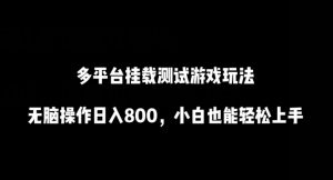 多平台挂载测试游戏玩法，无脑操作日入800，小白也能轻松上手【揭秘】-水滴知识网