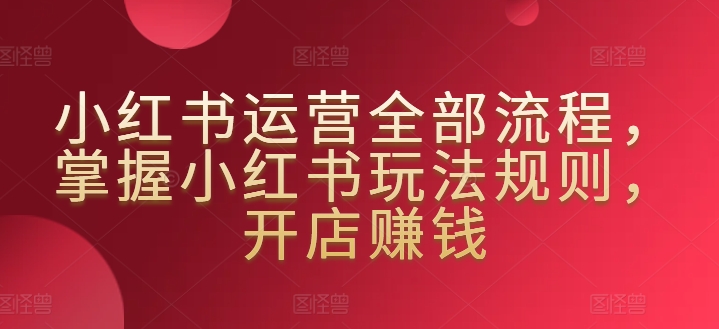 小红书运营全部流程,掌握小红书玩法规则,开店赚钱-水滴知识网