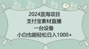 2024年蓝海项目,支付宝素材直播,无需出境,小白也能日入1000+ ,实操教程【揭秘】-水滴知识网