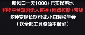 新风口一天1000+已实操落地购物平台短剧无人直播+网盘拉新+带货多种变现长期可做【揭秘】-水滴知识网