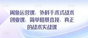 闲鱼运营课,外科手术式战术创业课,简单粗暴直接,真正的战术实战课-水滴知识网