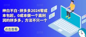 拼多多2024零成本包起,0成本做一个高利润的拼多多,方法不只一个-水滴知识网