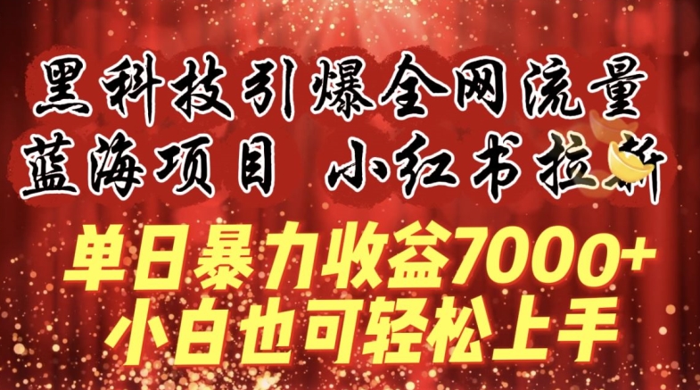 蓝海项目!黑科技引爆全网流量小红书拉新，单日暴力收益7000+，小白也能轻松上手【揭秘】-水滴知识网