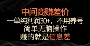中间商赚差价，一单纯利润30+，简单无脑操作，赚的就是信息差，轻轻松松日入1000+【揭秘】-水滴知识网
