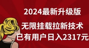 【全网独家】2024年最新升级版，无限挂载拉新技术，已有用户日入2317元【揭秘】-水滴知识网