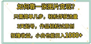 如何靠一张图片变现?只需简单几步，轻松俘获流量，3天起号，作品轻松过原创【揭秘】-水滴知识网