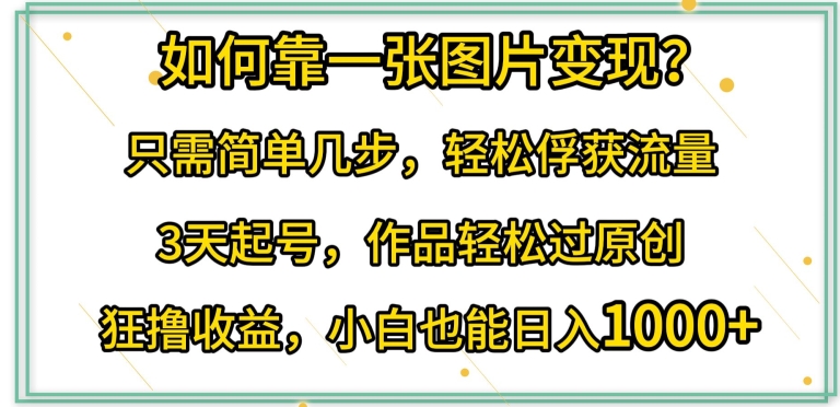 如何靠一张图片变现?只需简单几步,轻松俘获流量,3天起号,作品轻松过原创【揭秘】-水滴知识网