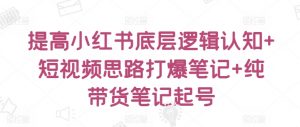 提高小红书底层逻辑认知+短视频思路打爆笔记+纯带货笔记起号-水滴知识网