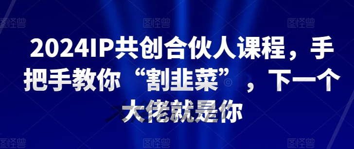 2024IP共创合伙人课程,手把手教你“割韭菜”,下一个大佬就是你-水滴知识网