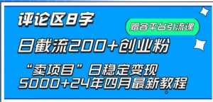 抖音评论区8字日截流200+创业粉 “卖项目”日稳定变现5000+【揭秘】-水滴知识网