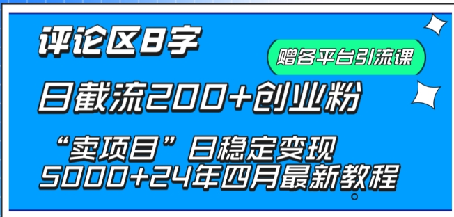 抖音评论区8字日截流200+创业粉 “卖项目”日稳定变现5000+【揭秘】-水滴知识网