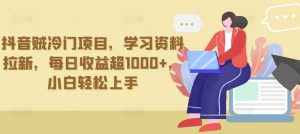 抖音贼冷门项目，学习资料拉新，每日收益超1000+，小白轻松上手【揭秘】-水滴知识网