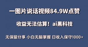 一图片说话视频84.9W点赞，收益无法估算，ai赛道蓝海项目，小白无脑掌握日收入保守1000+【揭秘】-水滴知识网