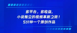 多平台，多收益，小说推文的视频革新之旅！5分钟一个原创作品【揭秘】-水滴知识网