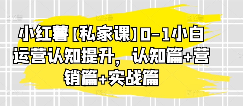 小红薯【私家课】0-1小白运营认知提升,认知篇+营销篇+实战篇-水滴知识网