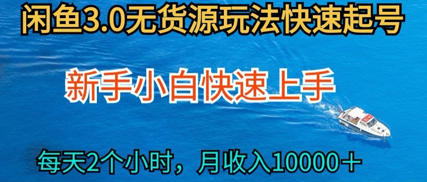 2024最新闲鱼无货源玩法,从0开始小白快手上手,每天2小时月收入过万【揭秘】-水滴知识网