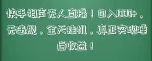 快手相声无人直播,日入1000+,无违规,全天挂机,真正实现睡后收益【揭秘】-水滴知识网