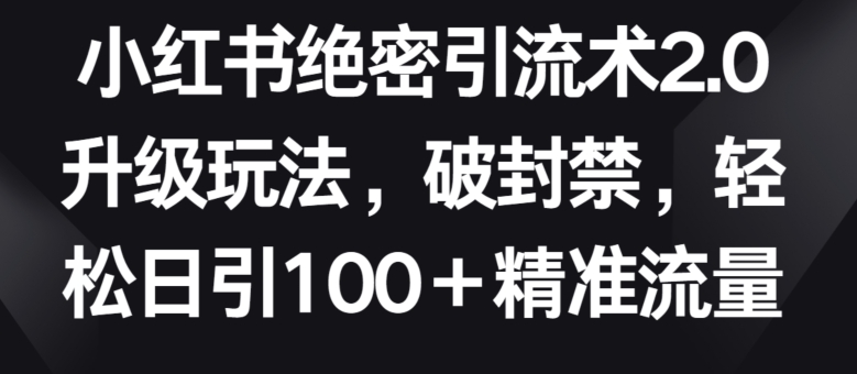 小红书绝密引流术2.0升级玩法，破封禁，轻松日引100+精准流量【揭秘】-水滴知识网