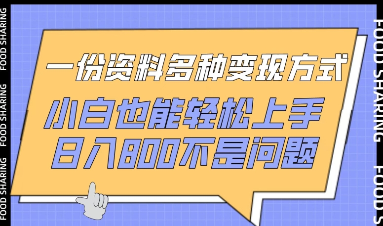 一份资料多种变现方式,小白也能轻松上手,日入800不是问题【揭秘】-水滴知识网