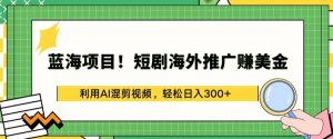 蓝海项目!短剧海外推广赚美金，利用AI混剪视频，轻松日入300+【揭秘】-水滴知识网
