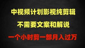 中视频计划影视纯剪辑，不需要文案和解说，一个小时剪一部，100%过原创月入过万【揭秘】-水滴知识网