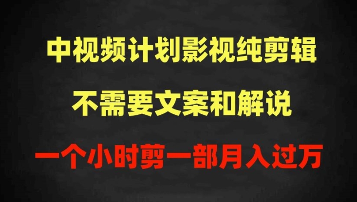 中视频计划影视纯剪辑,不需要文案和解说,一个小时剪一部,100%过原创月入过万【揭秘】-水滴知识网