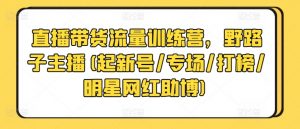 直播带货流量训练营,野路子主播(起新号/专场/打榜/明星网红助博)-水滴知识网
