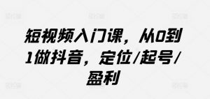 短视频入门课,从0到1做抖音,定位/起号/盈利-水滴知识网