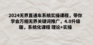 2024无界直通车系统实操课程，带你学会万相无界关键词推广，4.0升级版，系统化课程 理论+实操-水滴知识网