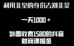 利用非皇的身份去割韭菜,一天1000+(附详细资源)【揭秘】-水滴知识网