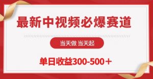 最新中视频必爆赛道，当天做当天起，单日收益300-500+【揭秘】-水滴知识网
