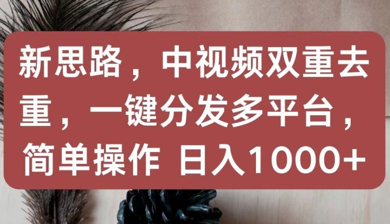 新思路,中视频双重去重,一键分发多平台,简单操作,日入1000+【揭秘】-水滴知识网