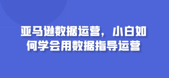 亚马逊数据运营,小白如何学会用数据指导运营-水滴知识网