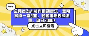 全网首发AI制作原创音乐,蓝海赛道一首300.轻松拉爆视频流量,单日2000+【揭秘】-水滴知识网