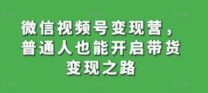 微信视频号变现营,普通人也能开启带货变现之路-水滴知识网