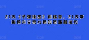 21天《子弹秘密》训练营,21天学到顶尖文案大师的策略和技巧-水滴知识网